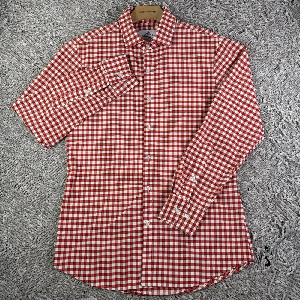 Mizzen Main Button Shirt Lot Of Two Mens Small Trim Fit Plaid Long Sleeve Preppy